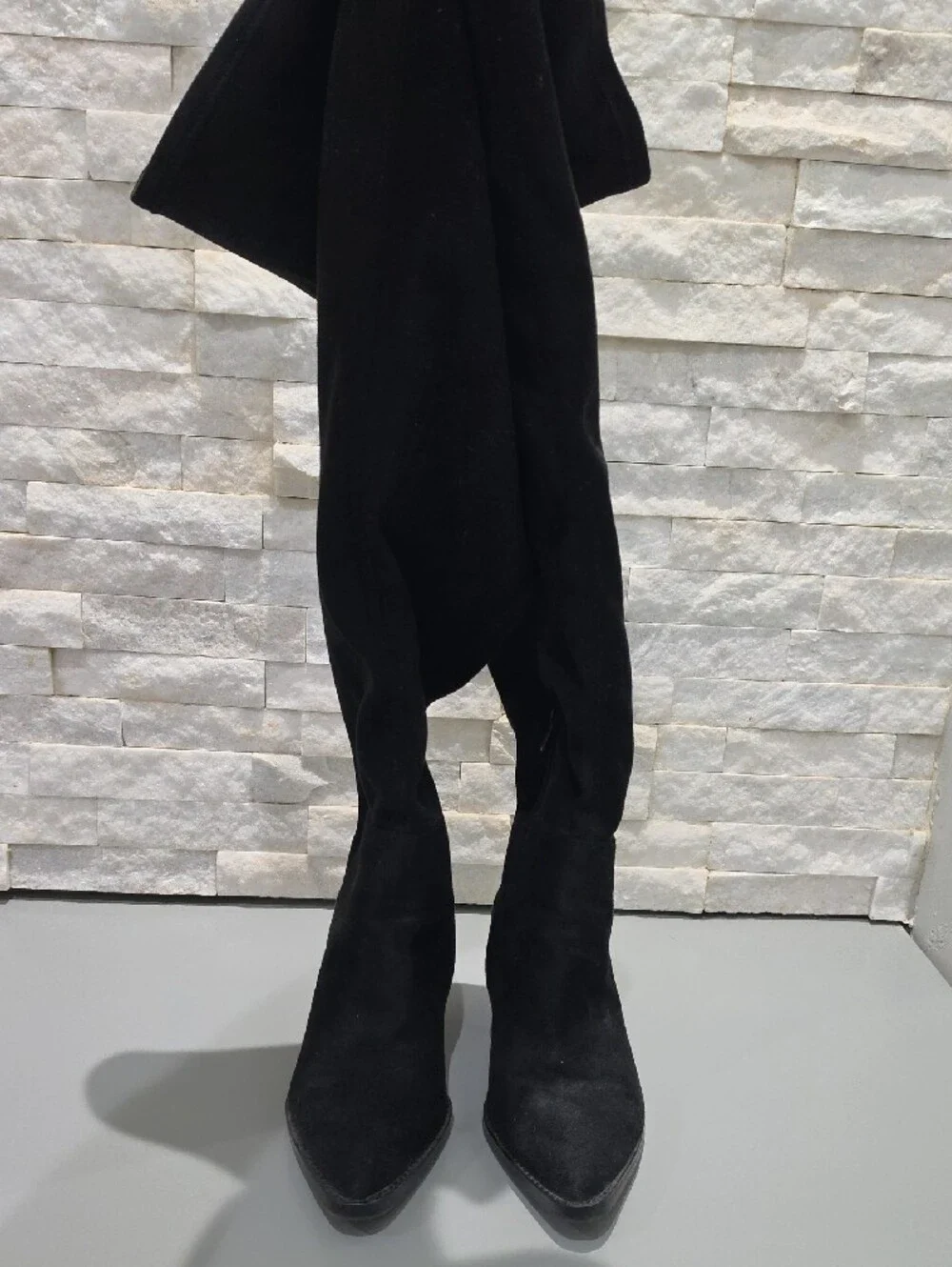 Gianni Bini Black Suede Over-the-Knee Pointed-Toe Boots